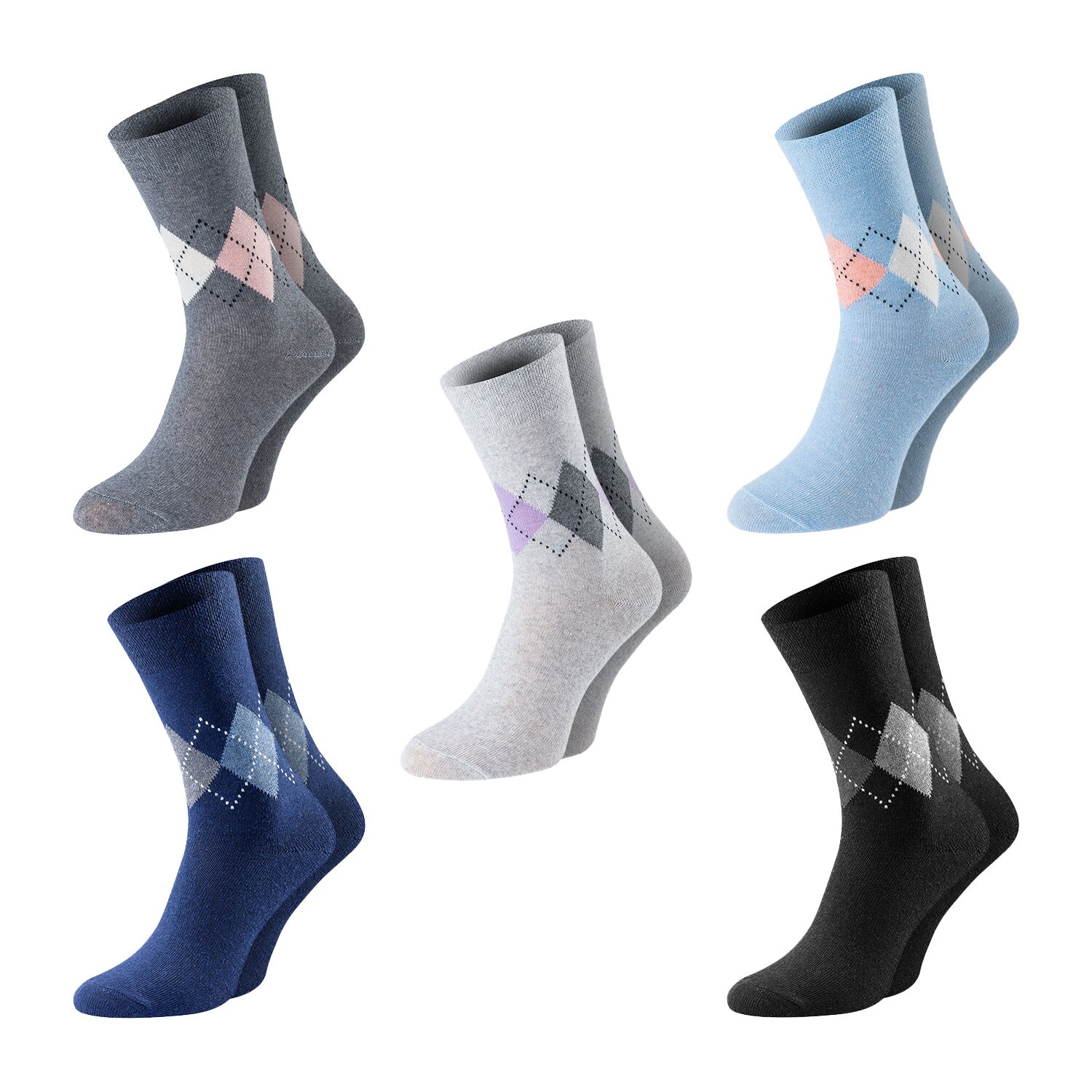 Chili Lifestyle Damen Socken LADY DIAMOND Karo 10 Paar Baumwolle Weichbund 