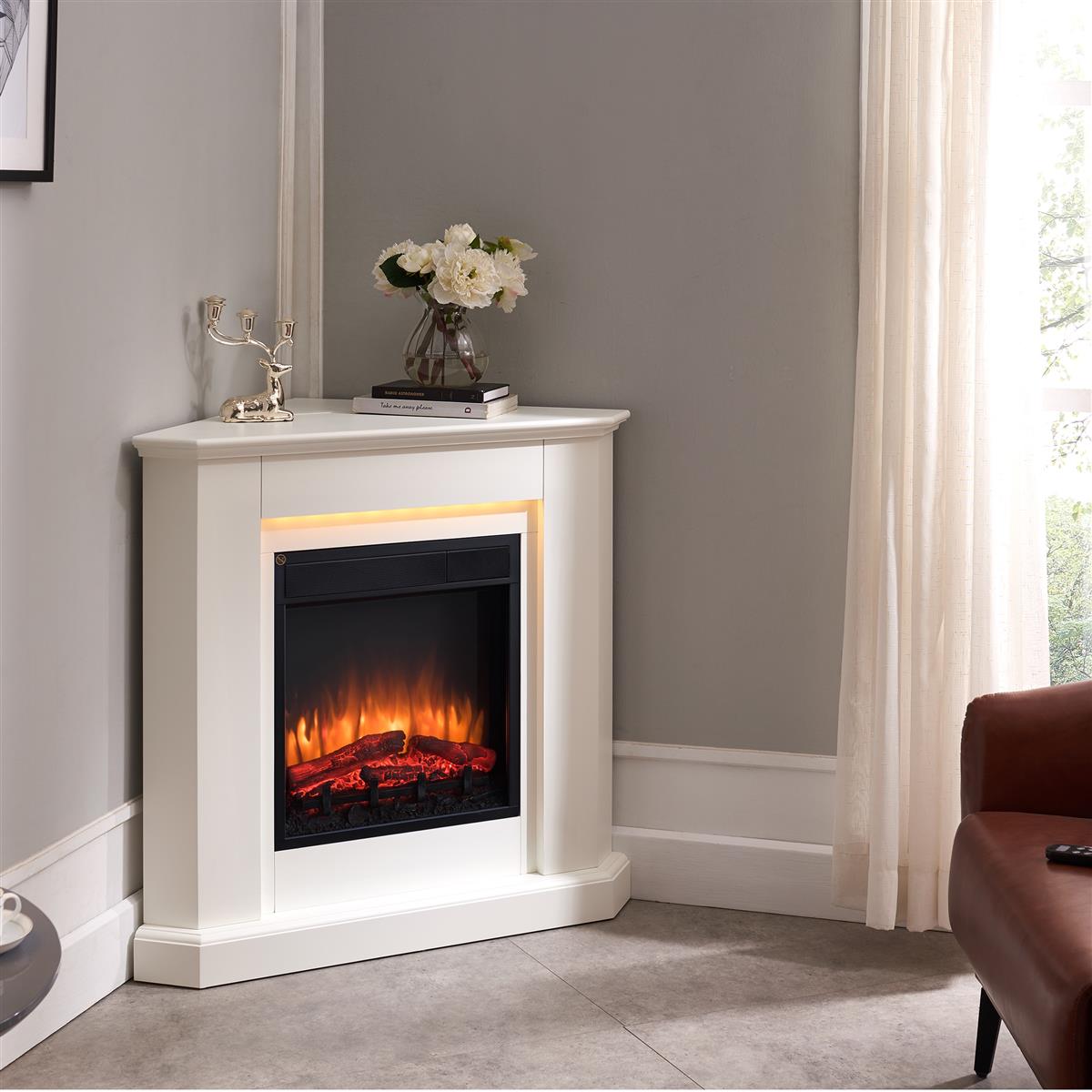 BALDERIA Elektrokamin Candela - Eckkamin, Heizung 2000 W, wei&szlig; 