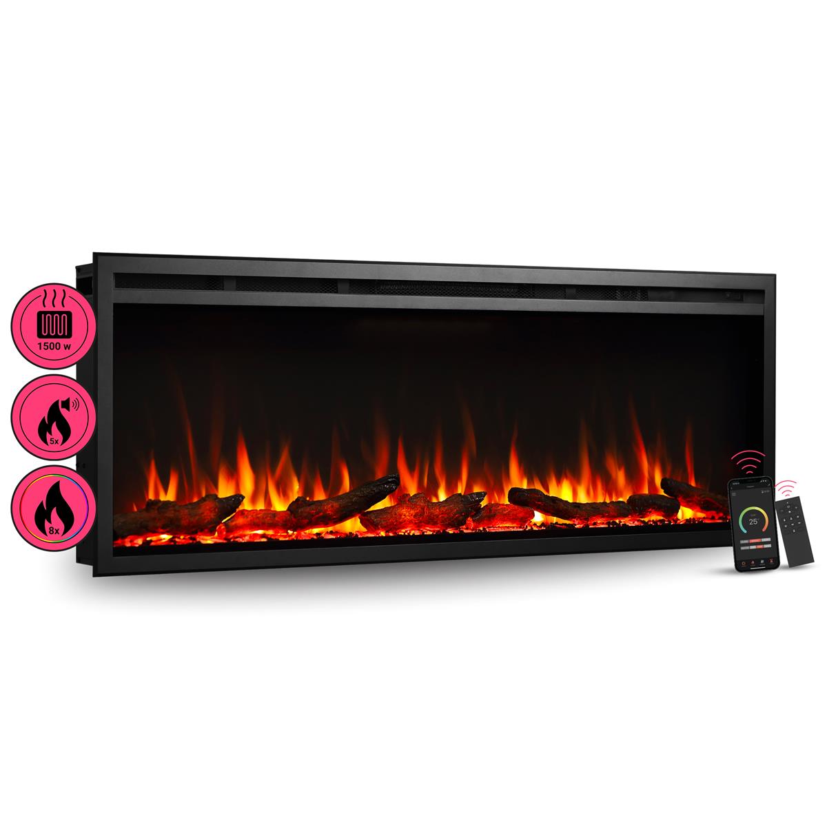 BALDERIA Elektrokamin Atalanta 50 - Einbaukamin mit Heizung 1500 W 