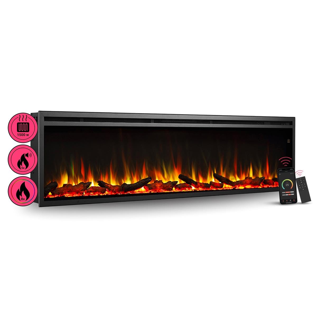 BALDERIA Elektrokamin Atalanta 72 - Einbaukamin mit Heizung 1500 W 