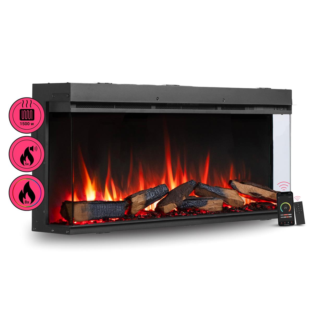 BALDERIA Elektrokamin Athena 44 - Einbau, Heizung 1500 W, App-Funktion 