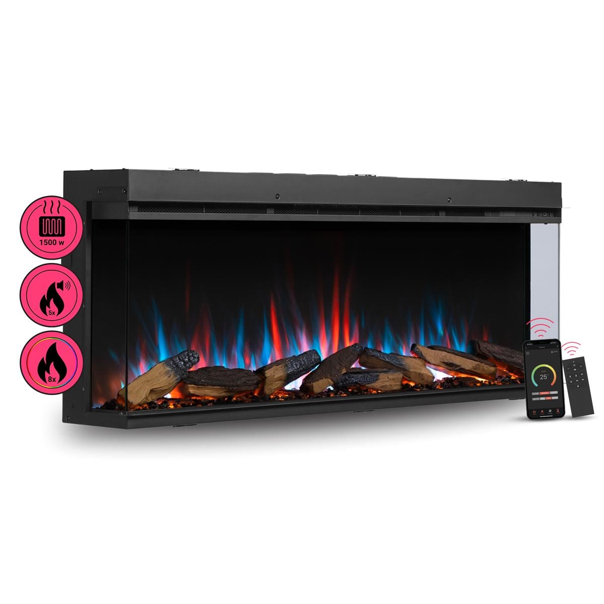 BALDERIA Elektrokamin Athena 52 - Einbau, Heizung 1500 W, App-Funktion 