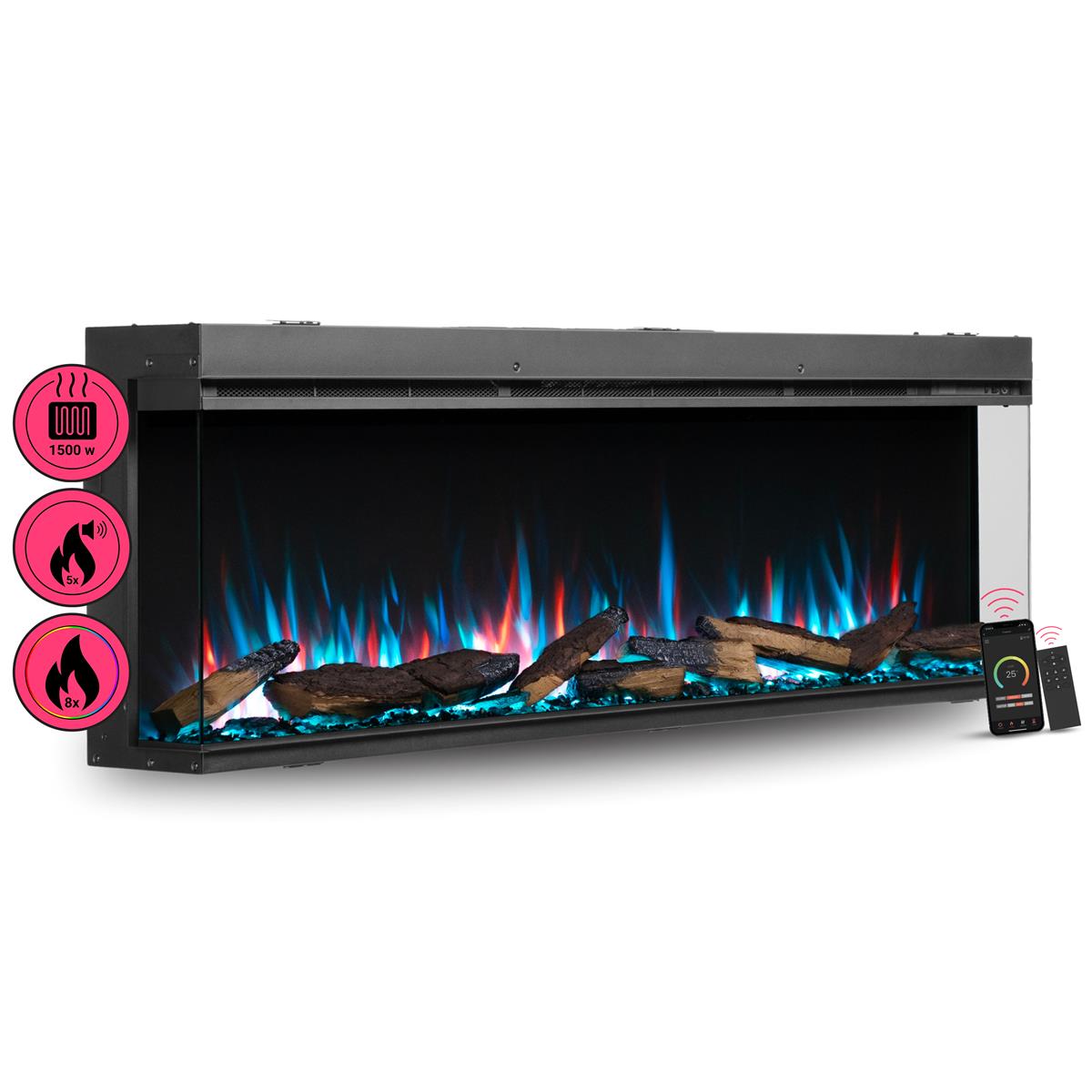 BALDERIA Elektrokamin Athena 60 - Einbau, Heizung 1500 W, App-Funktion 