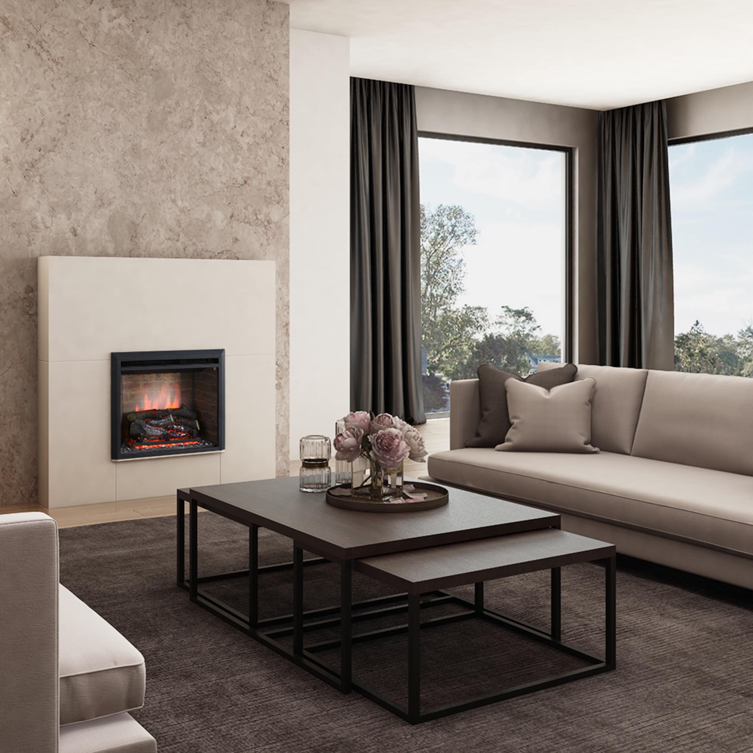 BALDERIA Elektrokamin Calida 23 - Einbau mit Heizung 2000 W, 3D-Flamme 