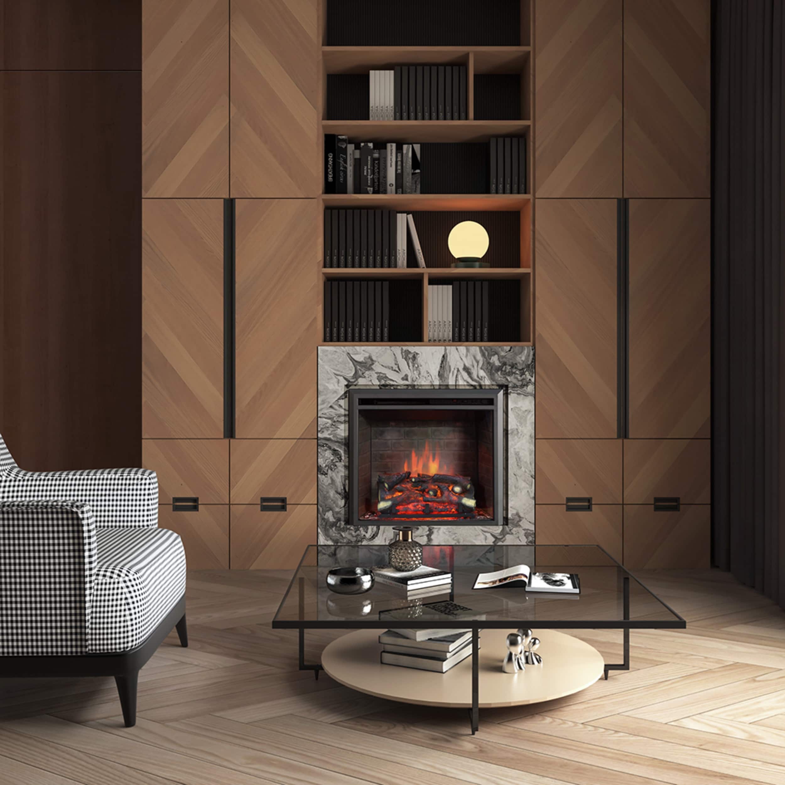 BALDERIA Elektrokamin Calida 26 - Einbau mit Heizung 2000 W, 3D-Flamme 