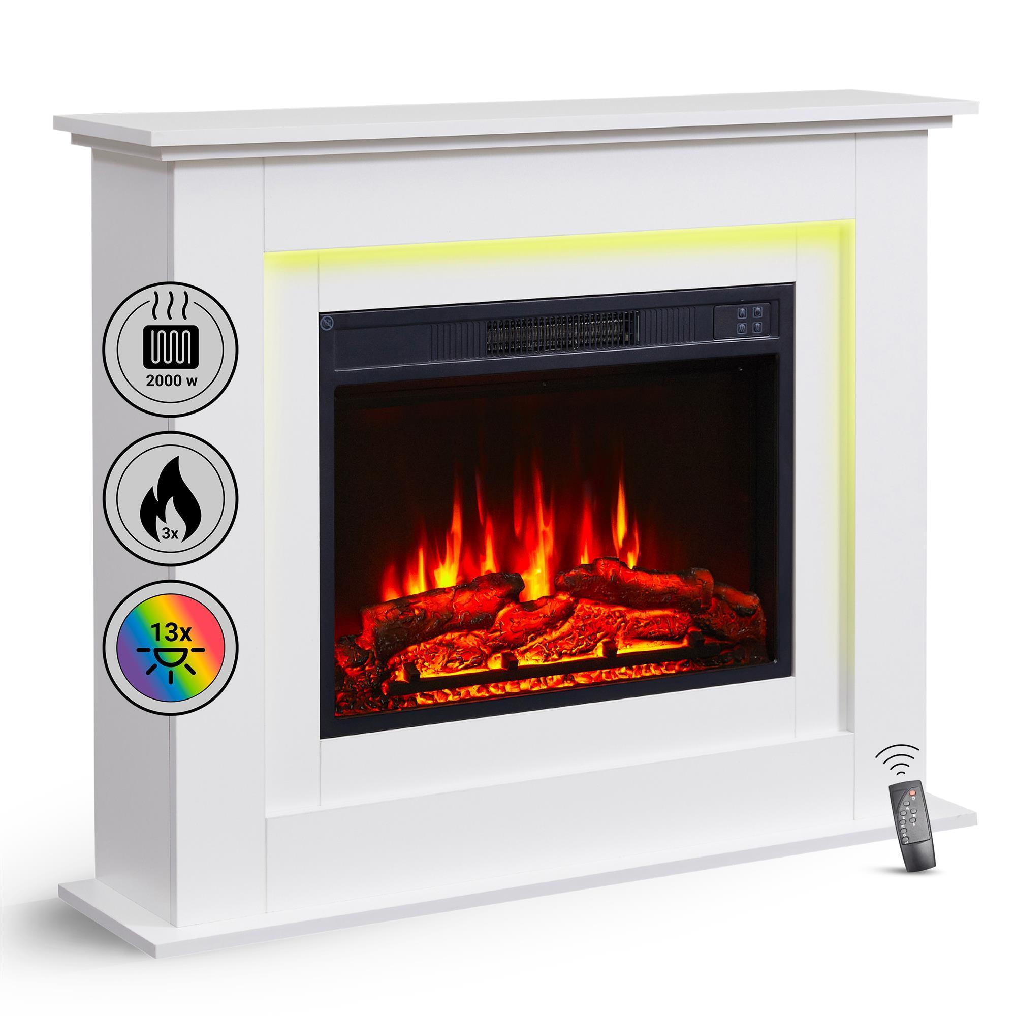 BALDERIA Elektrokamin  Finn - Standkamin mit Heizung 2000 W, weiss 