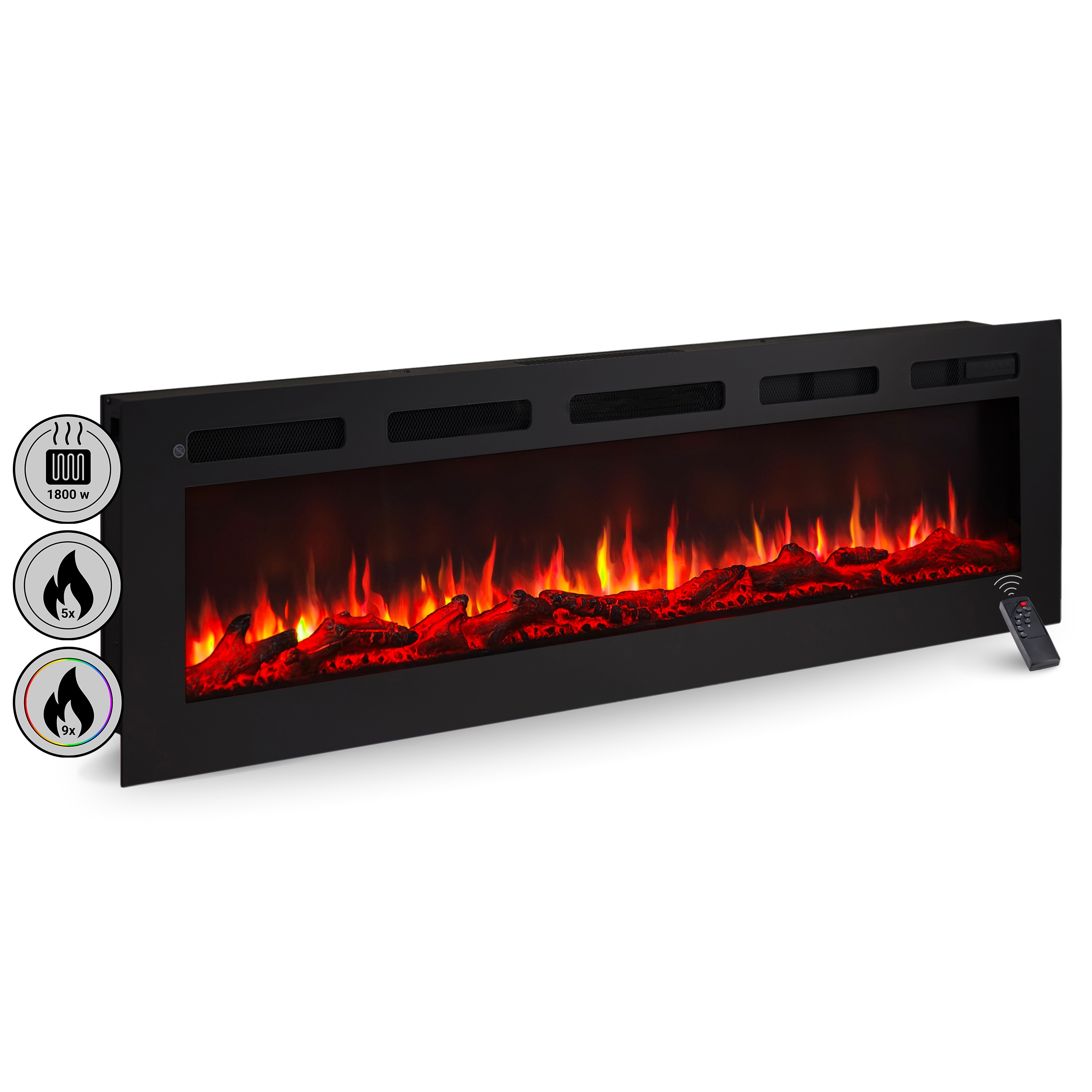 BALDERIA Elektrokamin  Leif 50 - Stand, Wand, Einbau, Heizung 1800 W 