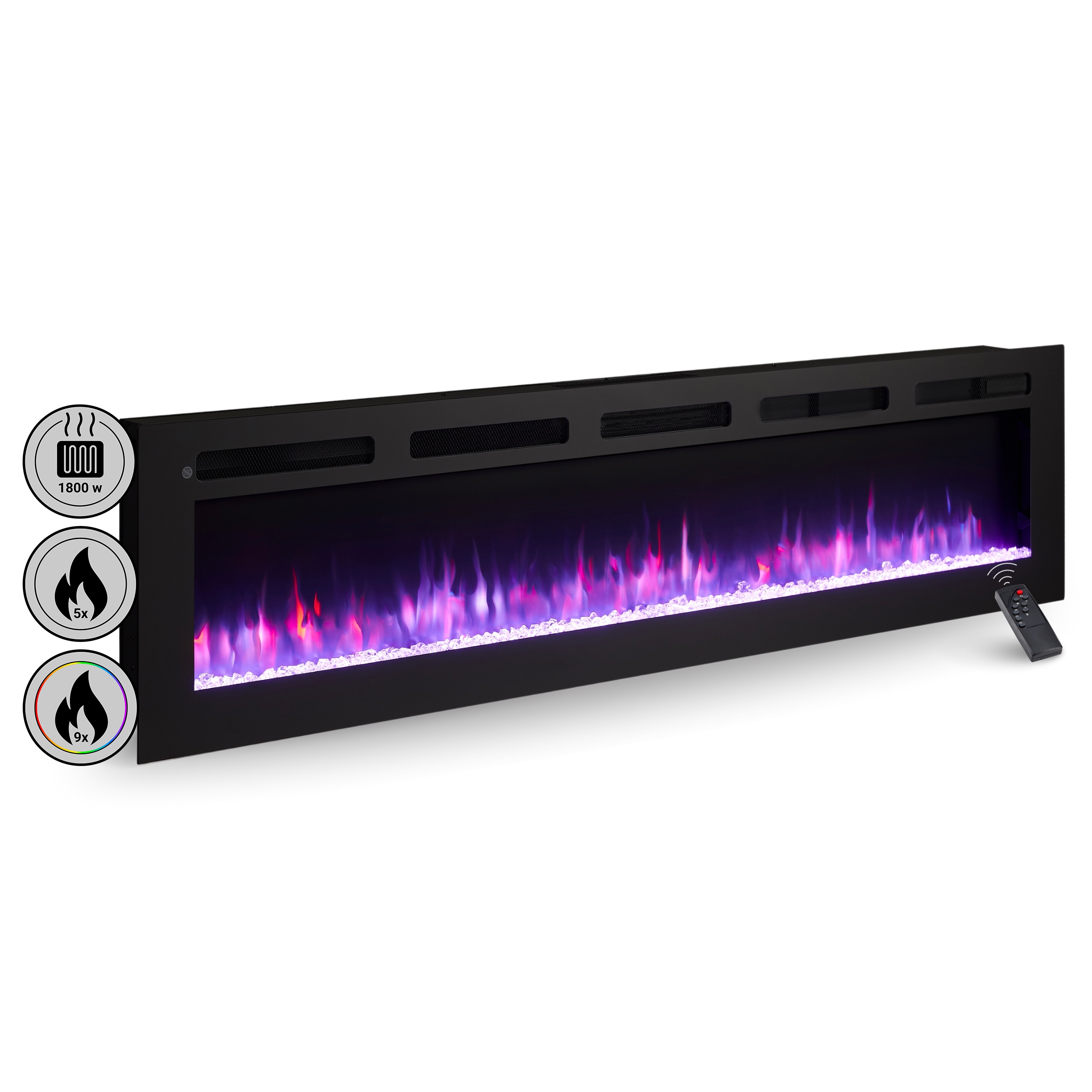 BALDERIA Elektrokamin  Leif 70 - Stand, Wand, Einbau, Heizung 1800 W 