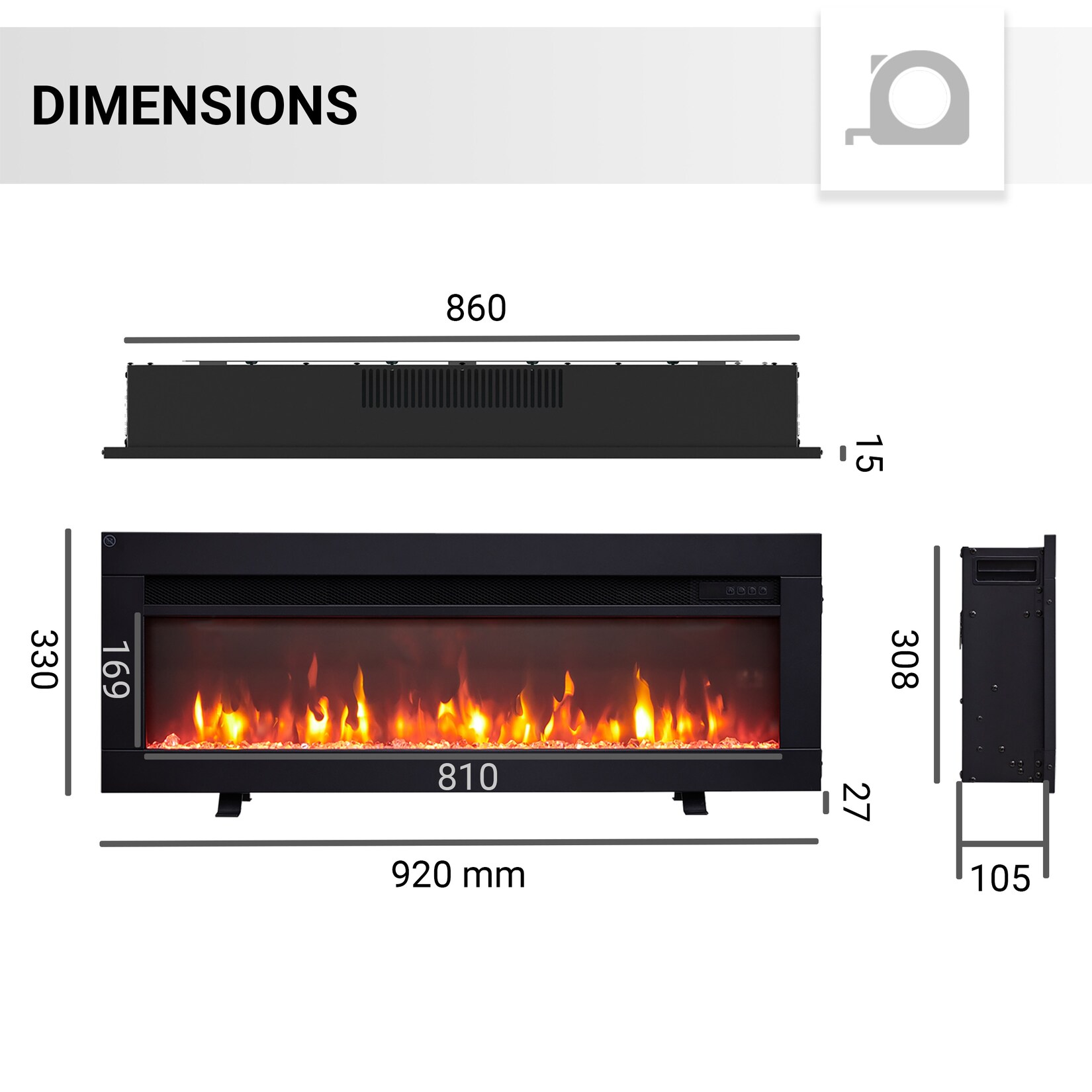 Balderia Elektrokamin 'Agnes 36' schwarz 1,8 kW