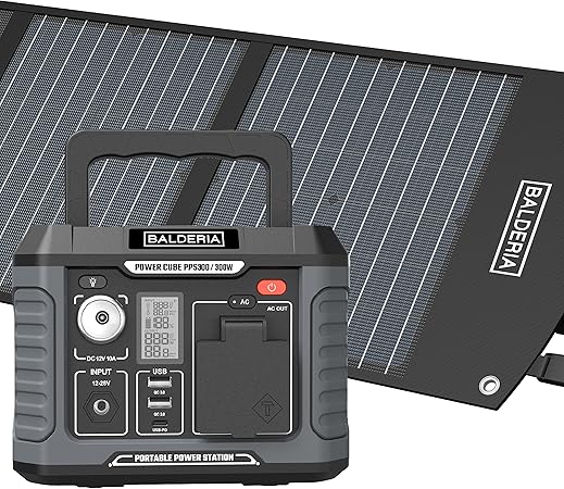 BALDERIA  Power Set - Powerstation 300W, faltbares Solarpanel 60W 