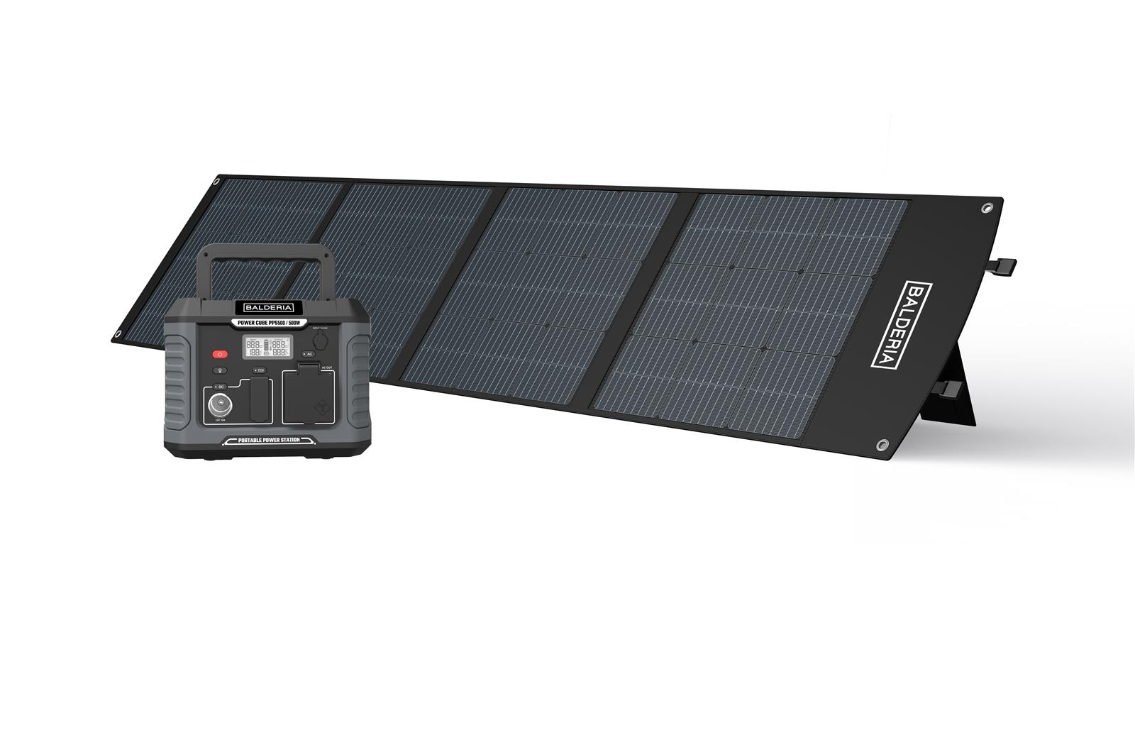 BALDERIA  Power Set - Powerstation 500W mit faltbarem Solarpanel 200W 