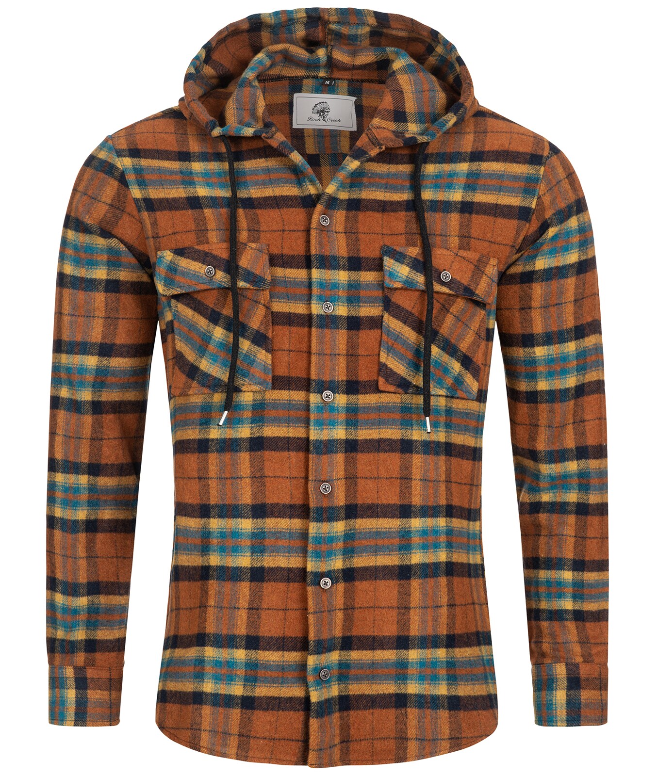 Rock Creek Hemd Kariertes Hemd mit Kapuze Regular Fit 