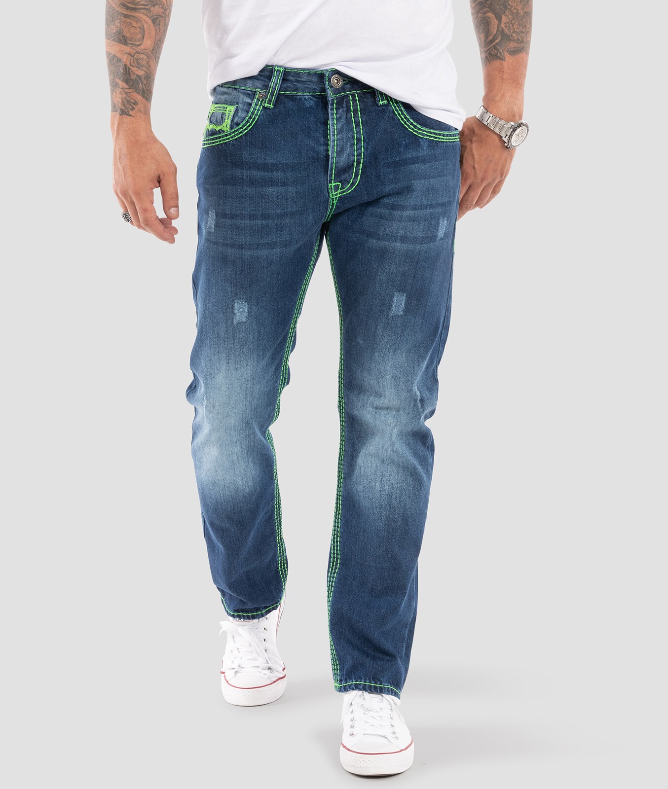 Rock Creek Jeans Comfort Fit dicke N&auml;hte Loose Fit 