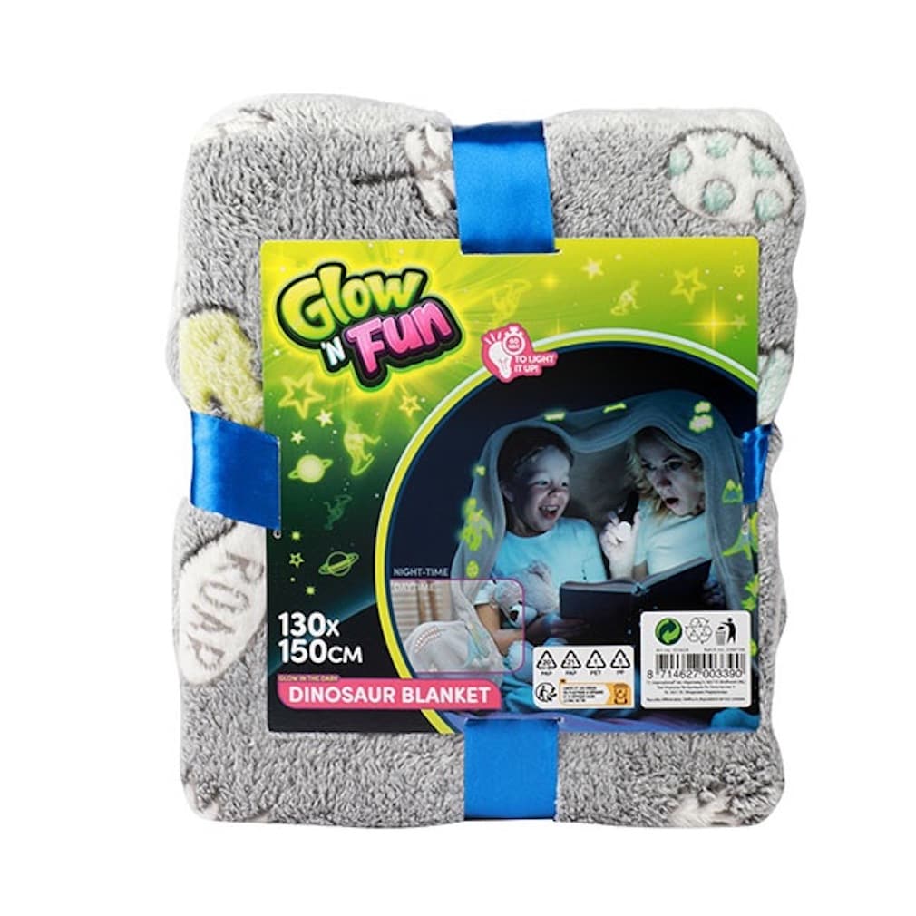 Kinder-Decke Dinosaurier leuchtet im Dunkeln 130 cm x 150 cm 