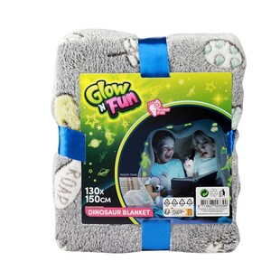 Kinder-Decke Dinosaurier leuchtet im Dunkeln 130 cm x 150 cm 