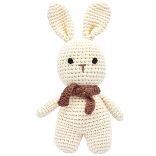 Handgestrickter Hase gehäkelt aus Baumwolle Spielzeug 18 cm 