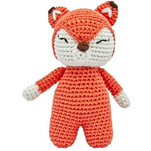 Handgestrickter Fuchs gehäkelt aus Baumwolle Spielzeug 15 cm 