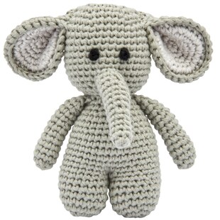 Handgestrickter Elefant gehäkelt aus Baumwolle Spielzeug 15 cm 