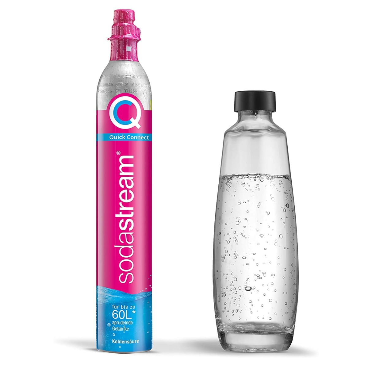 SodaStream QC Reservezylinder 60 l + 1 Glaskaraffe 