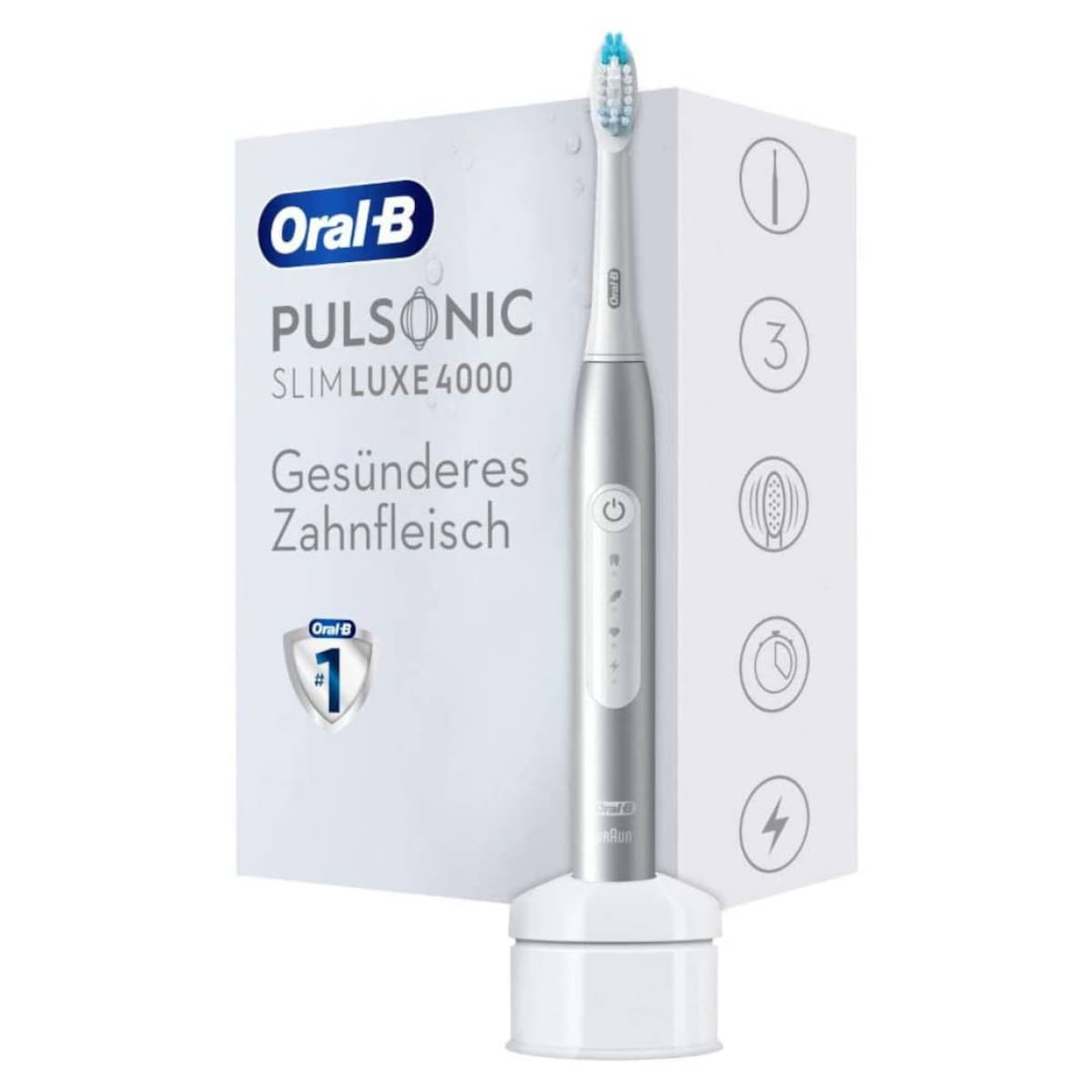 Oral-B Pulsonic Slim Luxe 4000 Platinum Schallzahnb&uuml;rste mit 3 Reinigungsmodi und sanfter Plaque-Entfernung 