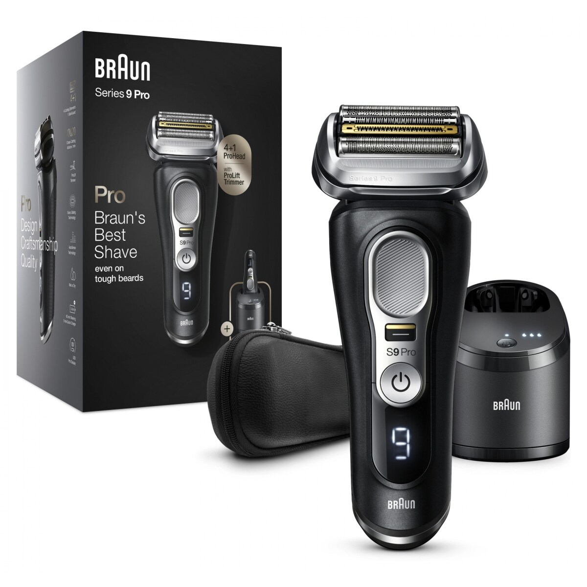 Series 9 Pro 9460cc Elektrorasierer für Herren, 4+1 Scherkopf mit ProLift Trimmer, 5-in-1 Reinigungsstation, 60 Min. Akkulaufzeit, Wet&Dry
