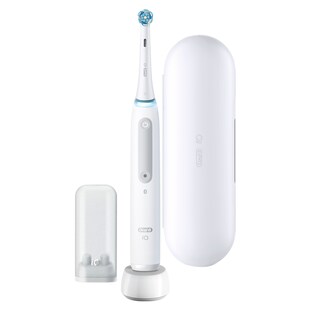 Oral-B iO Series 4, elektrische Zahnbürste mit Magnet-Technologie, 4 Putzmodi, Reiseetui, Quite White 