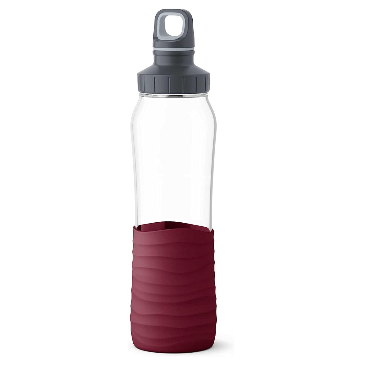 EMSA Drink2Go Trinkflasche aus Glas 0,7 l burgund N3100700 