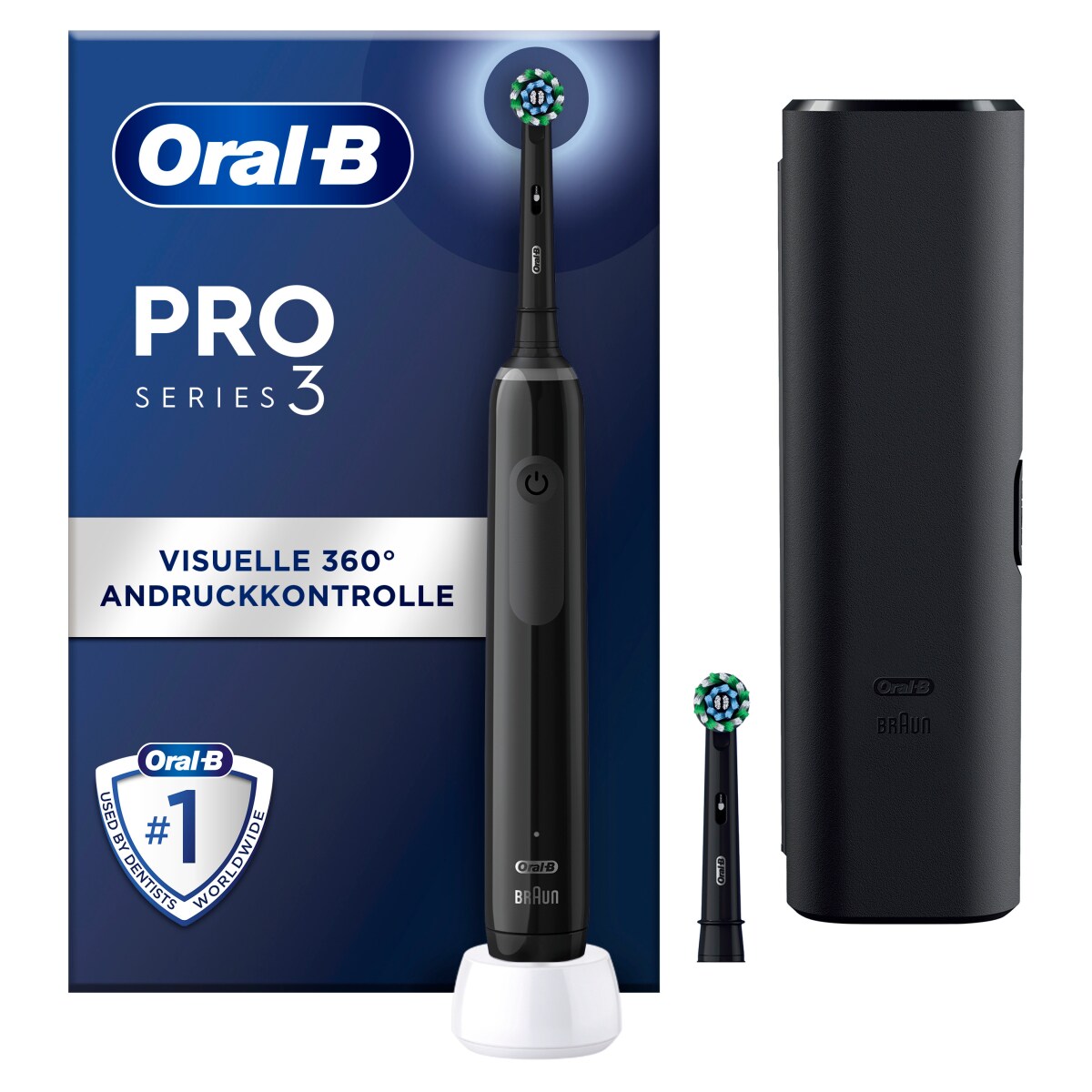 Oral-B Pro 3 3500 elektrische Zahnb&uuml;rste Black Edition +Reise-Etui JAS22 