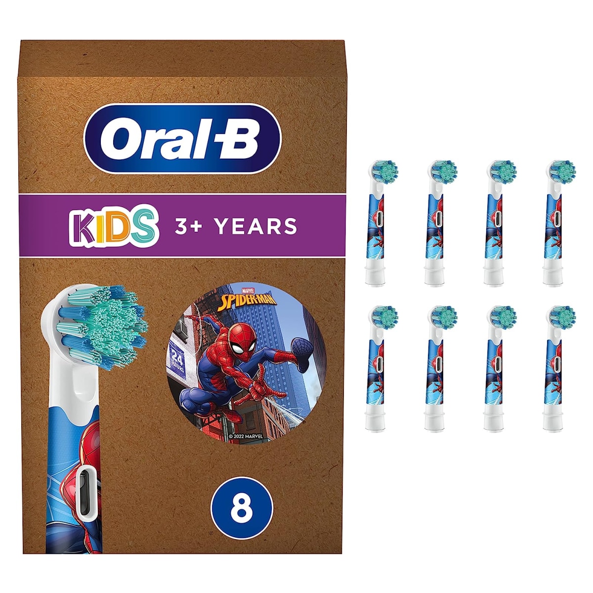 Oral-B EB10-8 Kids Spiderman Aufsteckb&uuml;rsten 8er f&uuml;r Elektrische Kinderzahnb&uuml;rste 
