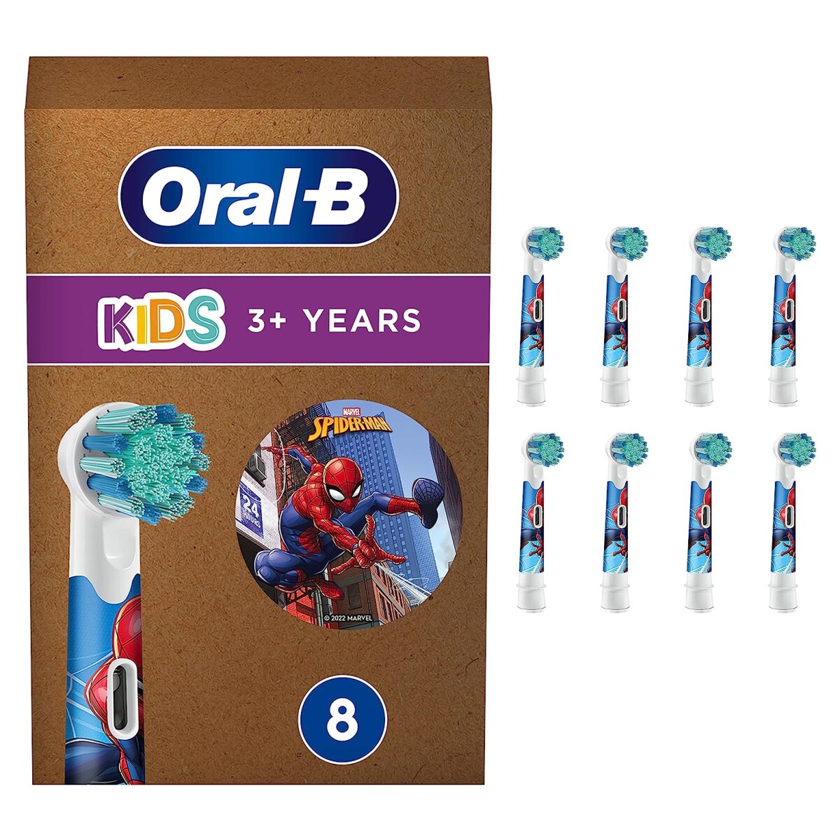 EB10-8 Kids Spiderman Aufsteckbürsten 8er für Elektrische Kinderzahnbürste