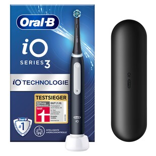 Oral-B iO Series 3 Elektrische Zahnbürste, 3 Putzmodi für Zahnpflege, Magnet-Technologie, Reiseetui, Matt Black 