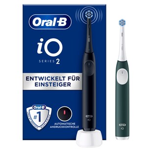 Oral-B iO Series 2 Elektrische Zahnbürste, DUO Pack, Night Black / Forest Green 