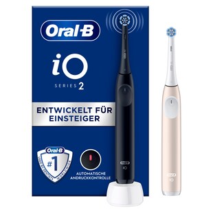 Oral-B iO Series 2 Elektrische Zahnbürste, DUO Pack, Night Black / Calm Pink 