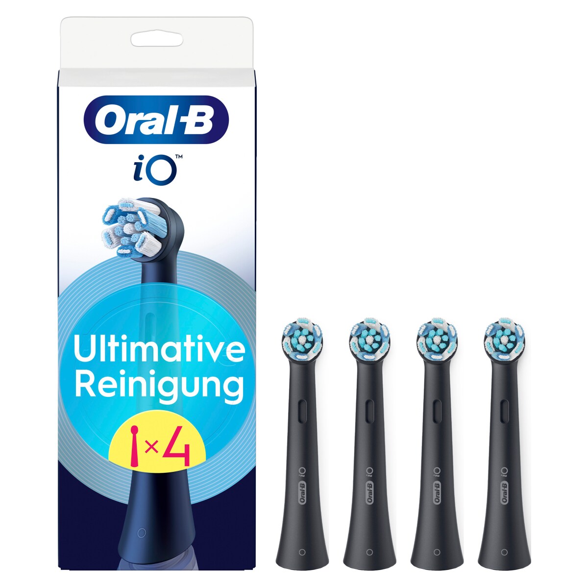 Oral-B iO Ultimative Reinigung, Original Aufsteckb&uuml;rsten f&uuml;r elektrische Oral-B iO Zahnb&uuml;rsten, 'Borsten-in-Borsten' B&uuml;ndel, Schwarz, 4 St&uuml;ck 