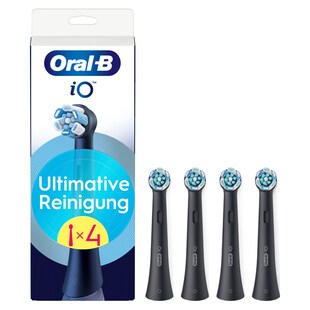 Oral-B iO Ultimative Reinigung, Original Aufsteckbürsten für elektrische Oral-B iO Zahnbürsten, 'Borsten-in-Borsten' Bündel, Schwarz, 4 Stück 