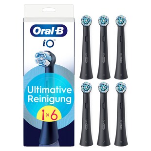 Oral-B iO Ultimative Reinigung, Original Aufsteckbürsten für elektrische Oral-B iO Zahnbürsten, 'Borsten-in-Borsten' Bündel, Schwarz, 6 Stück 