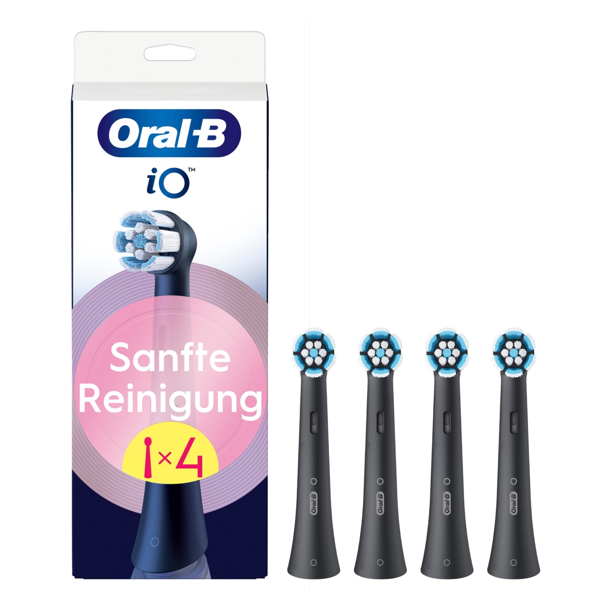 Oral-B iO Sanfte Reinigung, Original Aufsteckb&uuml;rsten, geeignet f&uuml;r empfindliches Zahnfleisch, Schwarz, 4 St&uuml;ck 