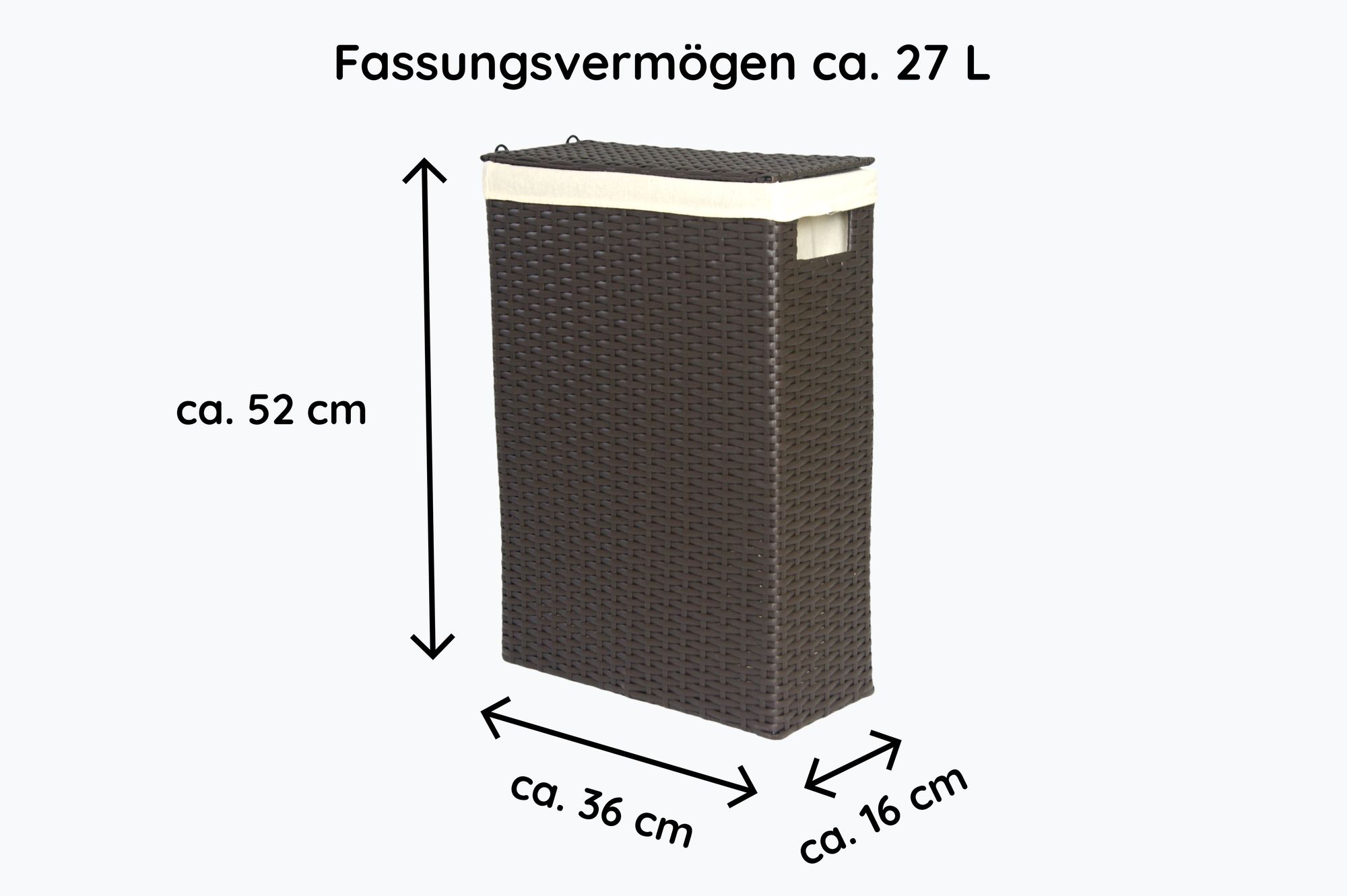 Lycce Nischenw&auml;schekorb braun aus Kunststoff-Geflecht, 27L oder 48L 