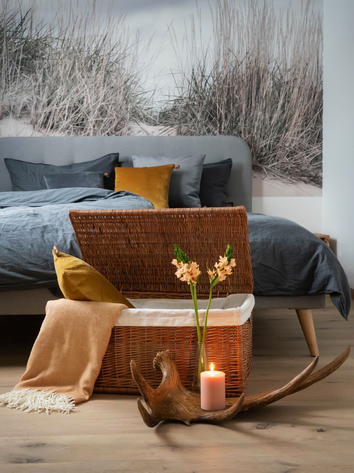 Lycce W&auml;schetruhe - 70L oder 150L - aus Weide, W&auml;schekorb mit Deckel 