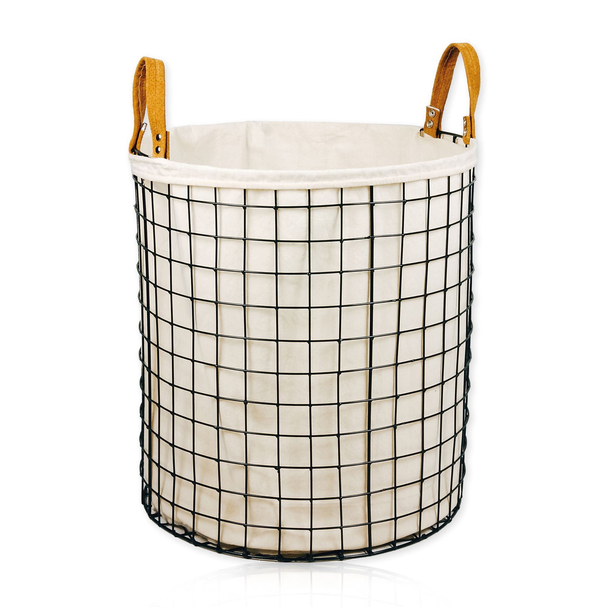 Lycce W&auml;schekorb aus Metall geflochten, 75L rund, W&auml;schesammler 