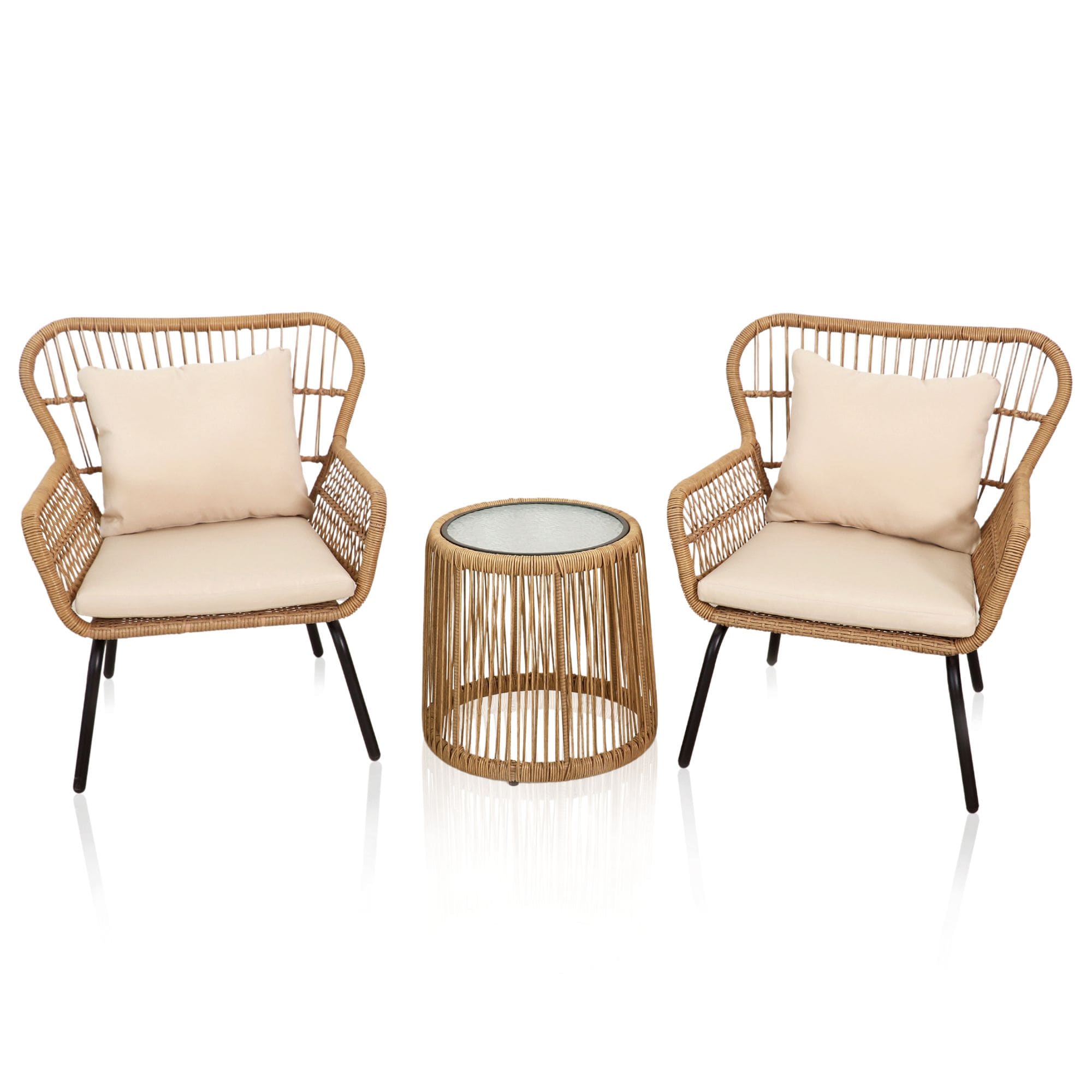 Gartenm&ouml;bel 3er-Set Sitzgruppe BALANCE aus Polyrattan, Balkon Terrasse 