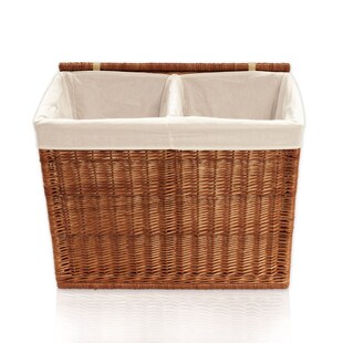 Lycce Wäschesortierer aus Weide 120L, 2 Fächer, mit Stoffeinsatz 