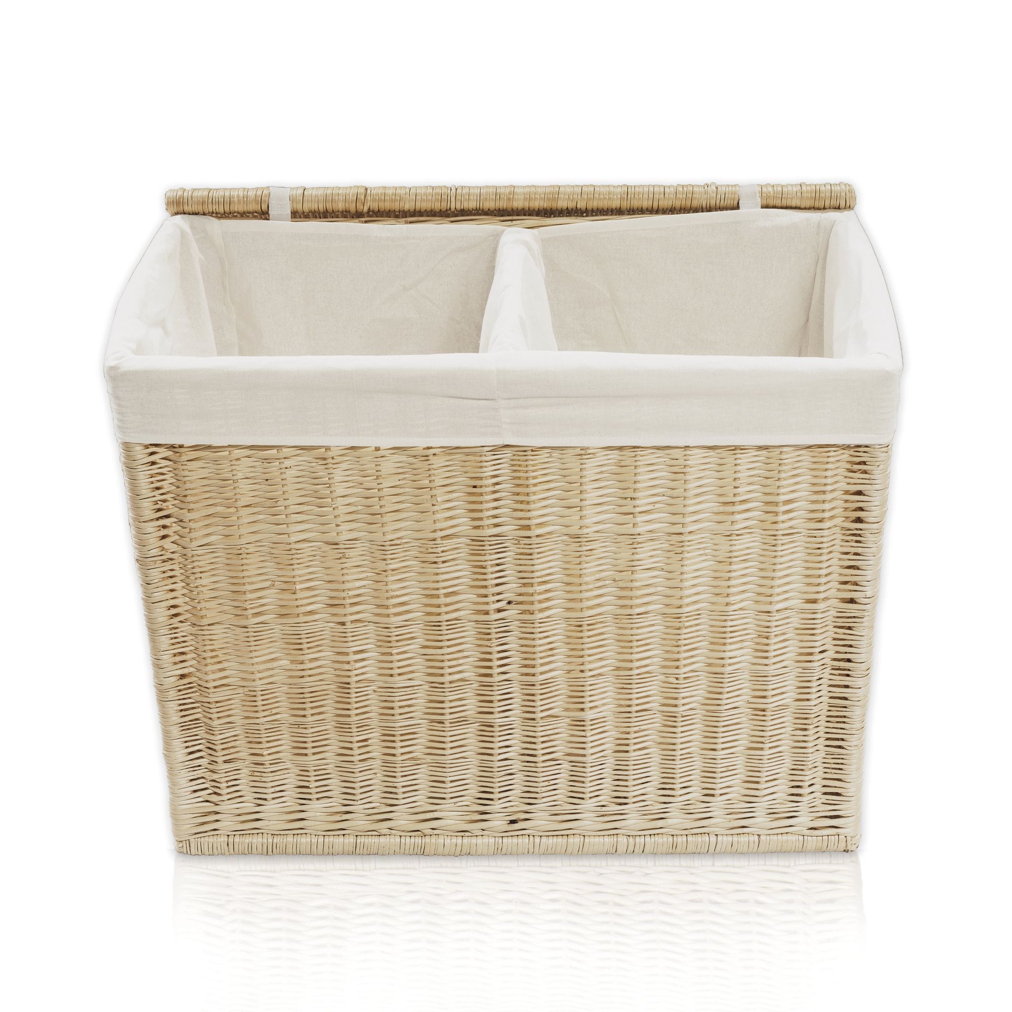 Lycce W&auml;schesortierer aus Weide 120L, 2 F&auml;cher, mit Stoffeinsatz 