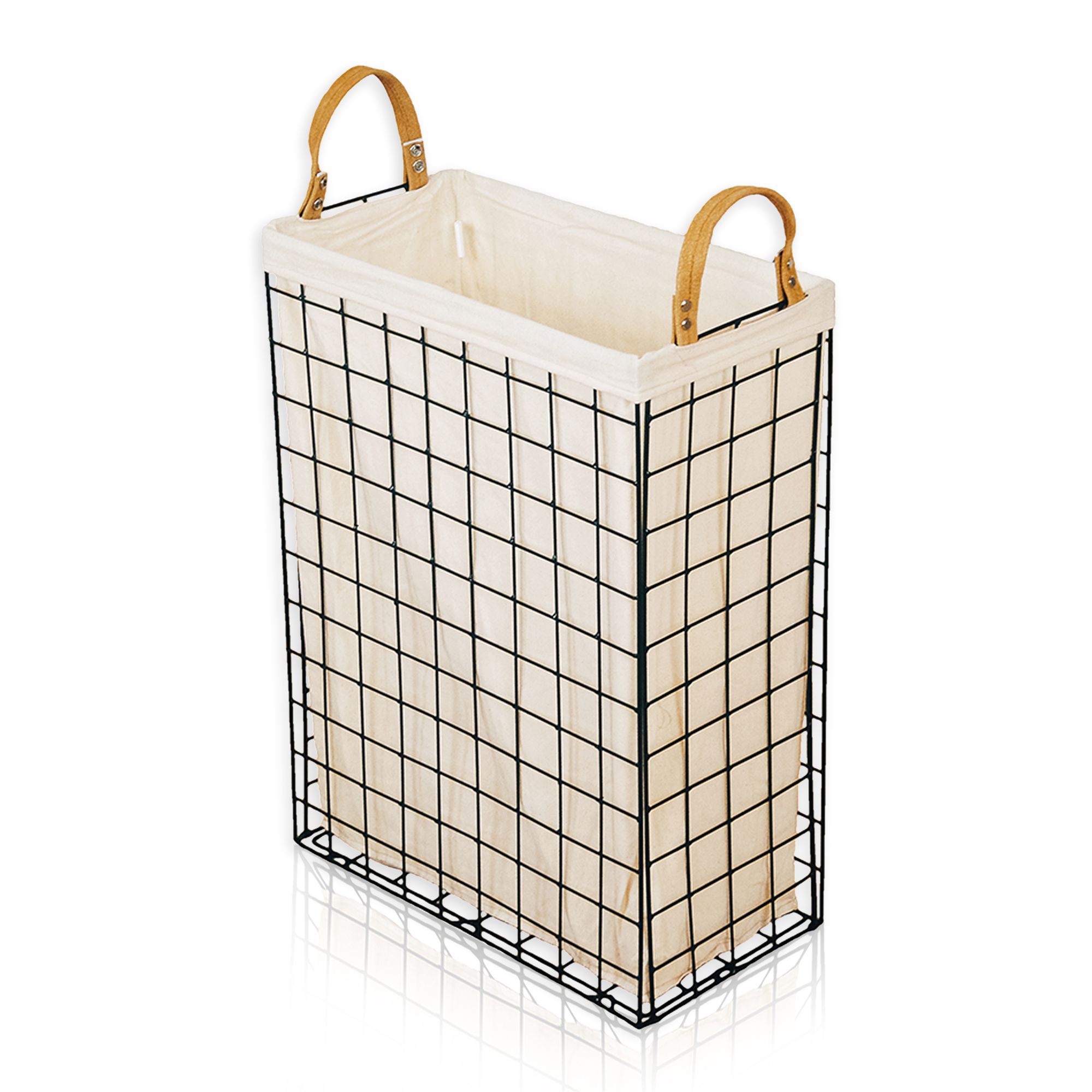 Lycce Nischenw&auml;schekorb 58L aus Metall geflochten, zusammenklappbar 