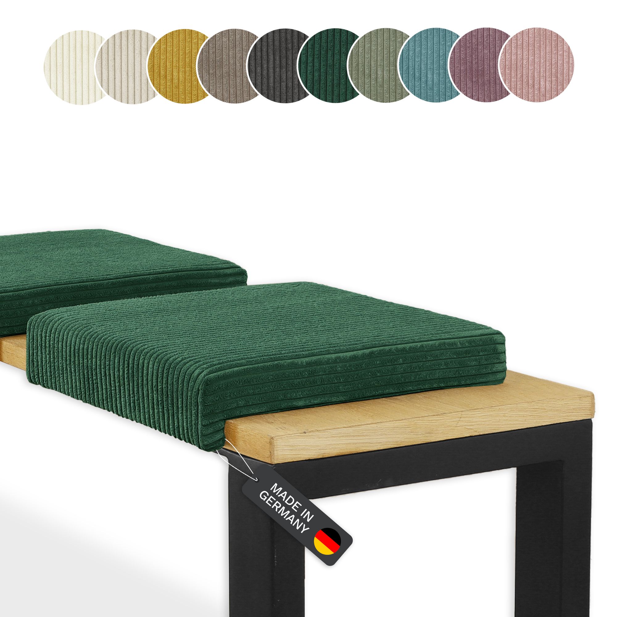 Lycce Klemmkissen Sitzkissen mit 1 Leiste, Cordstoff extra Polsterung 