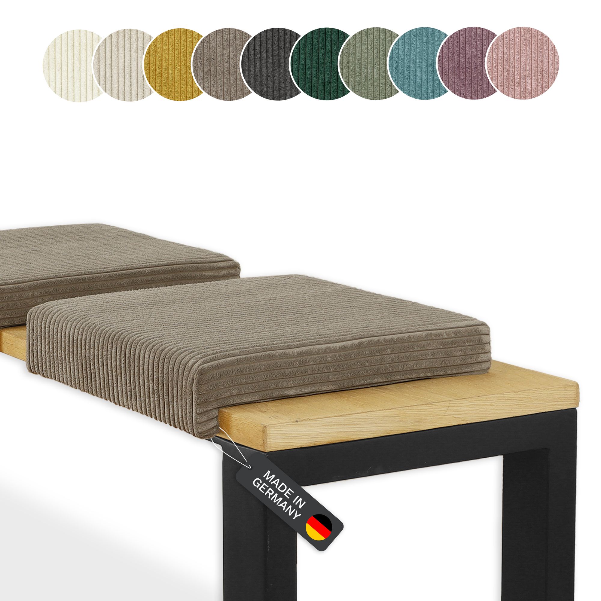 Lycce Klemmkissen Sitzkissen mit 1 Leiste, Cordstoff extra Polsterung 