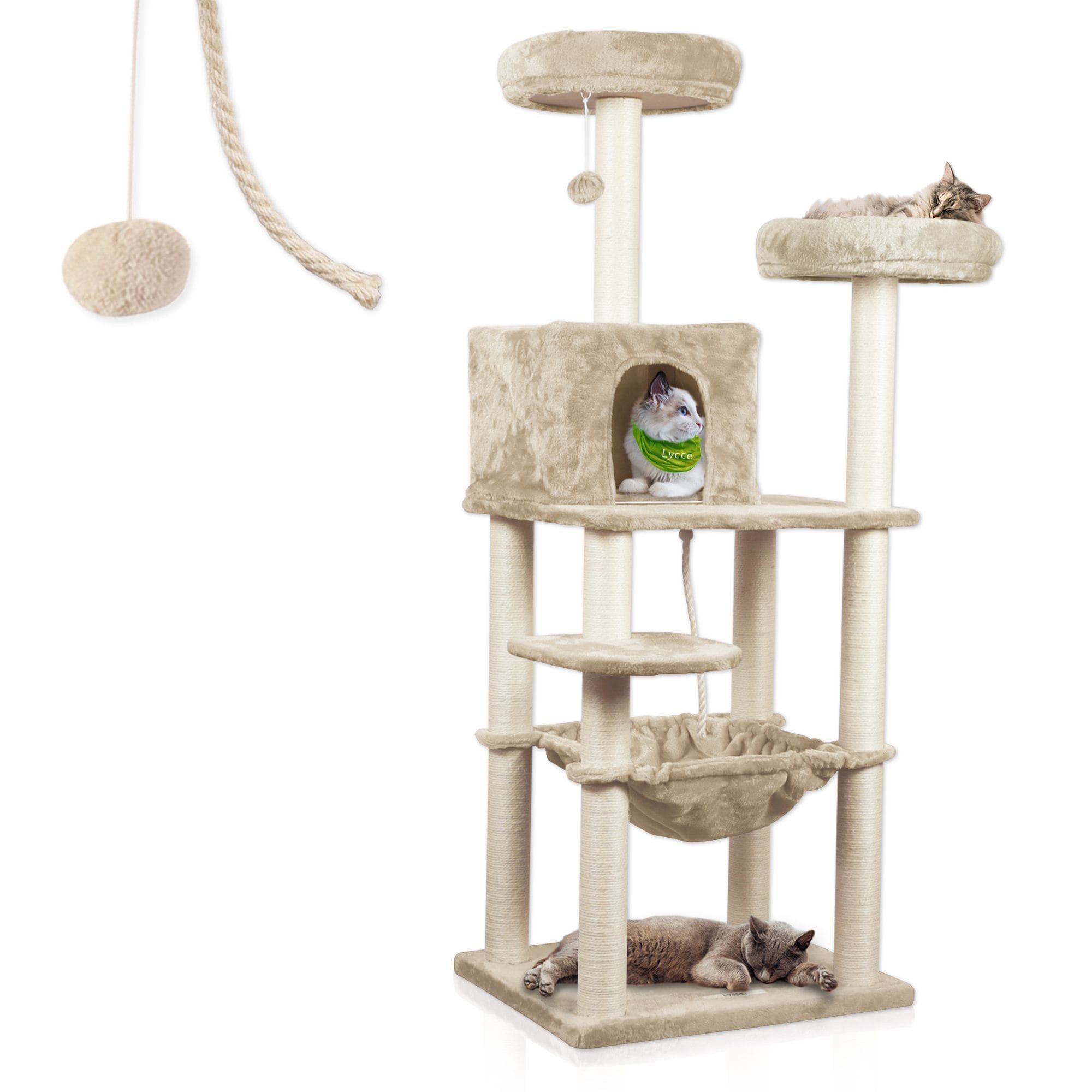 Lycce Kratzbaum ROYAL Katzenbaum mit H&ouml;hle und H&auml;ngematte, 145 cm 