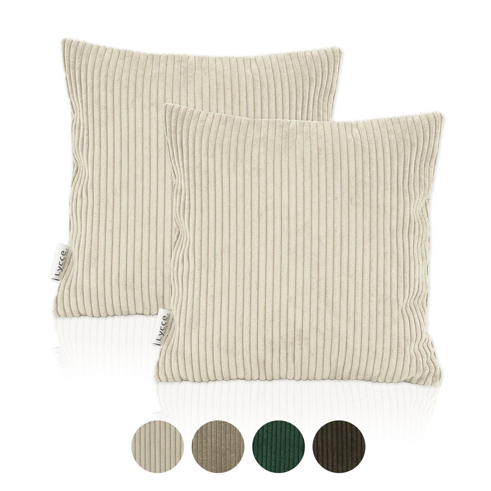 Lycce 2er Set Kissenbezug aus trendigem Cordstoff (40 x 40 cm)