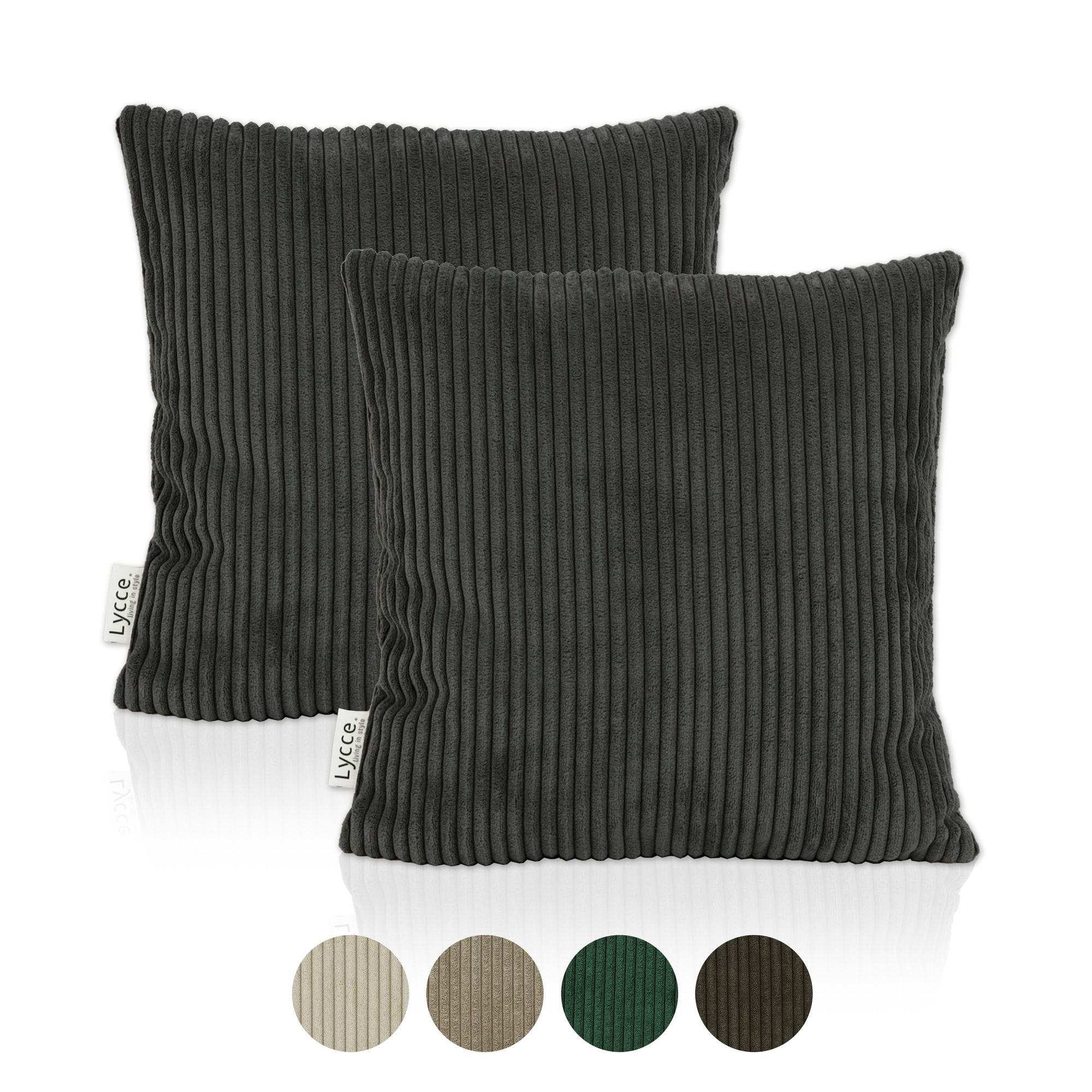 Lycce 2er Set Kissenbezug aus trendigem Cordstoff (40 x 40 cm) 