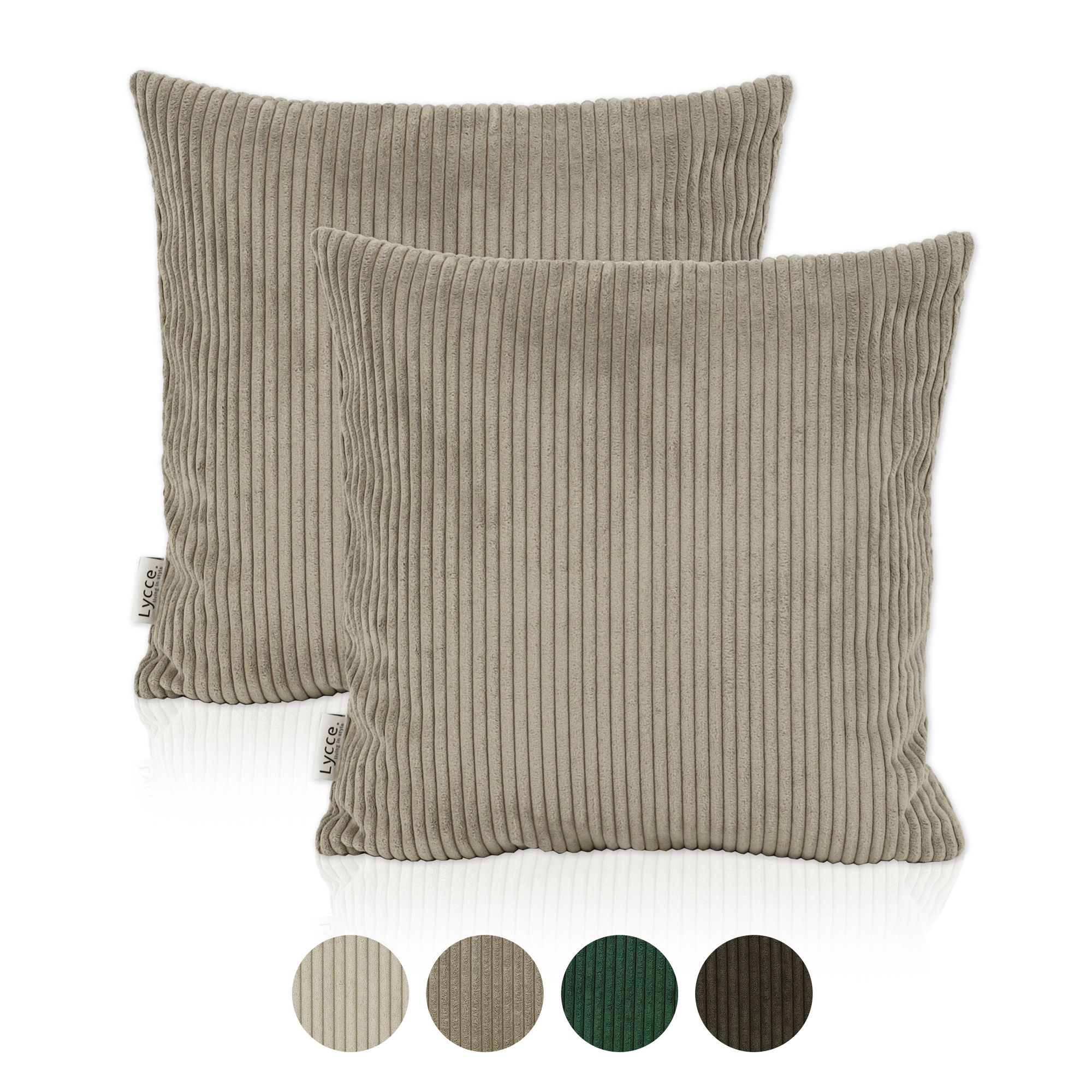 Lycce 2er Set Kissenbezug aus trendigem Cordstoff (50 x 50 cm) 